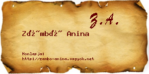 Zámbó Anina névjegykártya